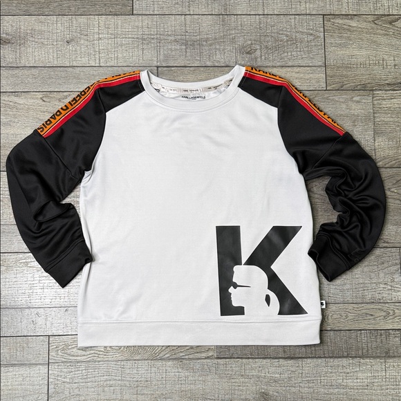 Karl Lagerfeld Other - Karl Lagerfeld Grey and Black Crewneck with Red Stripes